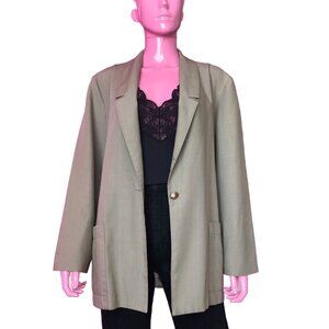 Vintage 90s L Beige Blazer Linen Look Single Breasted Pockets Button Sag Harbor